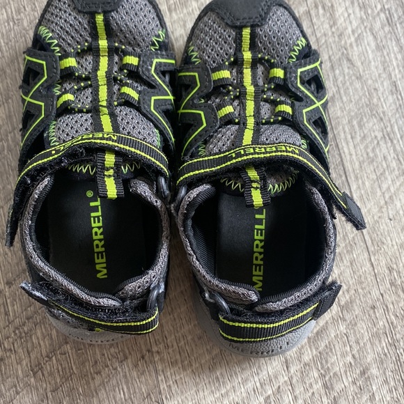 Kids MERRELL outdoor water hiking shoes toddler size 9 green black - Picture 5 of 6